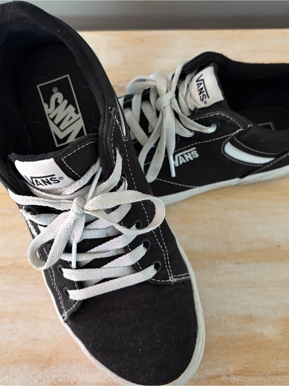 Vans Black and White Low-Top Skate Shoes